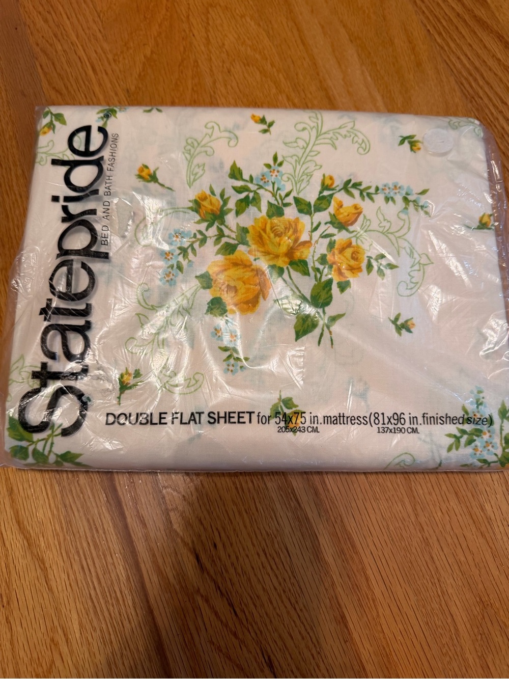 🆕 StatePride NOS cotton poly double full flat sheet yellow roses 81”x96” Carmen
